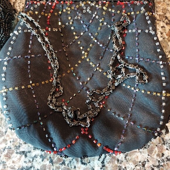 TWO VINTAGE BEADED EVENING BAGS FORMAL FANCY PARTY - Picture 5 of 7